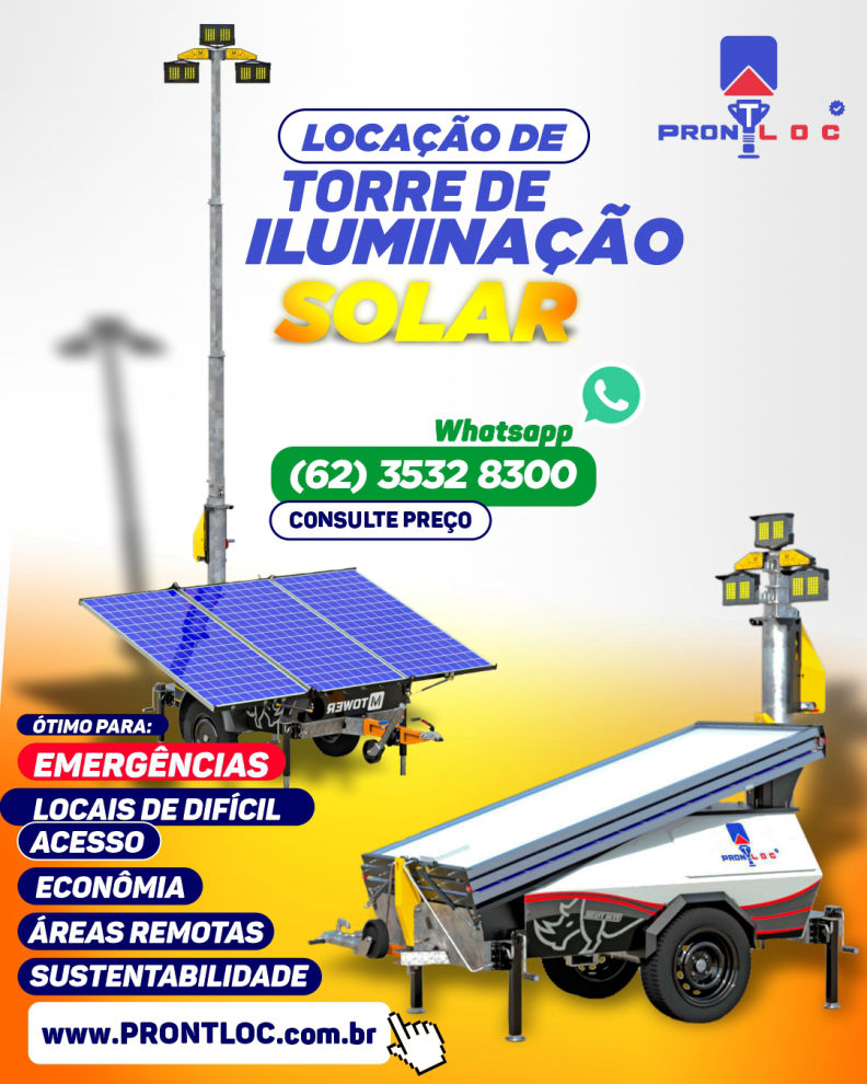 Locação de Torre de Iluminação Solar Pront Loc